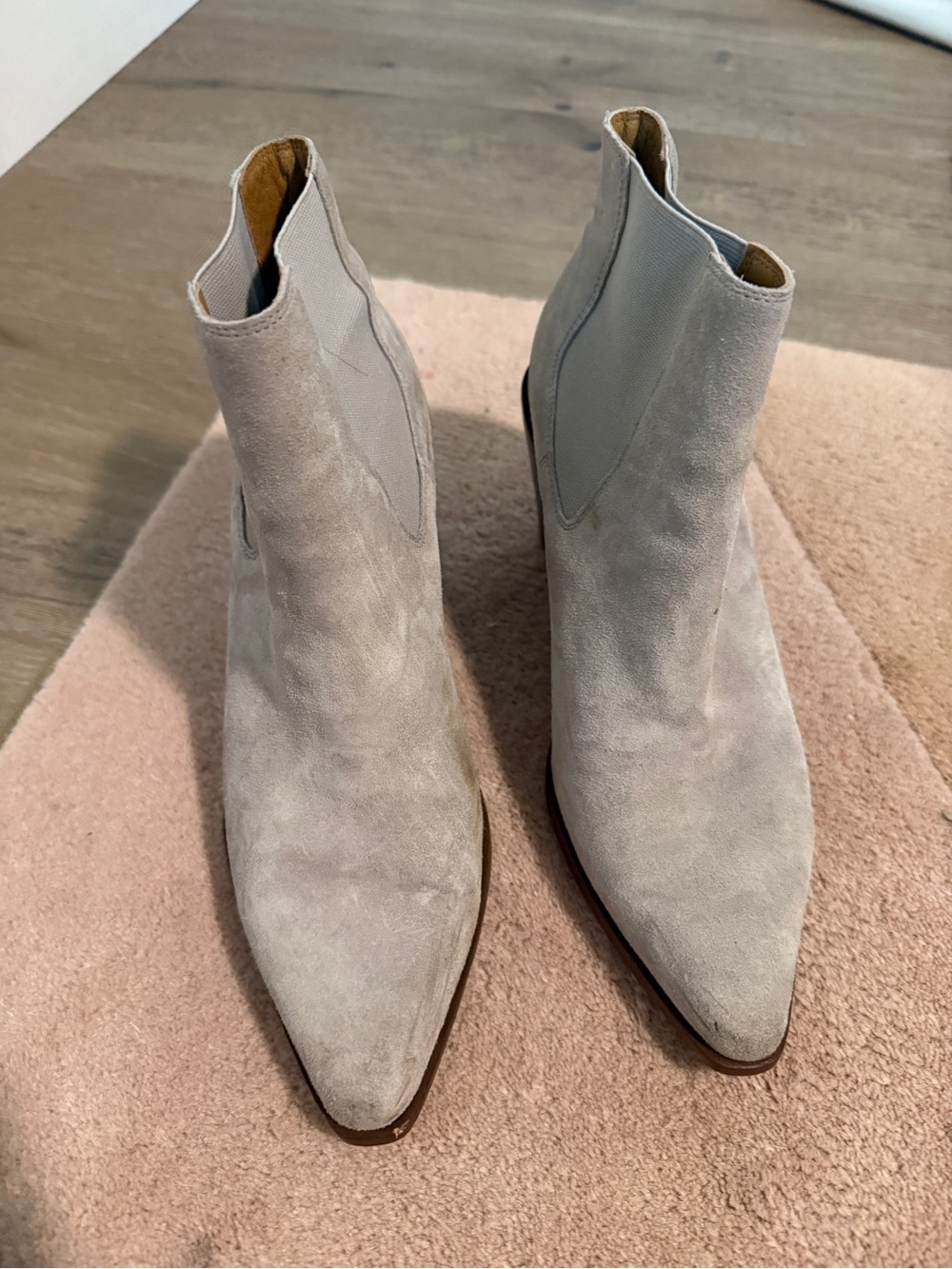 Rag & Bone Suede Pointed-Toe Chelsea Ankle Boots - Light Gray